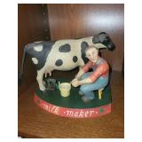 Milk Maker Figurine - Vintage Milking Man with Cow Milk Maker Figurine - Vintage Milking Man with Cow