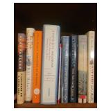 Christian & History Books - Assorted Titles on Wooden Shelf Christian & History Books - Assorted Titles on Wooden Shelf