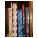 Christian & History Books - Assorted Titles on Wooden Shelf Christian & History Books - Assorted Titles on Wooden Shelf