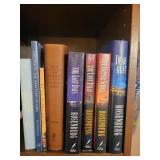 Christian & History Books - Assorted Titles on Wooden Shelf Christian & History Books - Assorted Titles on Wooden Shelf