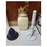 Rooster-Embossed Cream Ceramic Canister with Lid - Kitchen Storage Jar Rooster-Embossed Cream Ceramic Canister with Lid - Kitchen Storage Jar