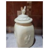 Rooster-Embossed Cream Ceramic Canister with Lid - Kitchen Storage Jar Rooster-Embossed Cream Ceramic Canister with Lid - Kitchen Storage Jar