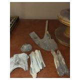 Fossil & Geology Specimens - Assorted Fragments on Vintage Wooden Spool Stand Fossil & Geology Specimens - Assorted Fragments on Vintage Wooden Spool Stand