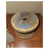 Fossil & Geology Specimens - Assorted Fragments on Vintage Wooden Spool Stand Fossil & Geology Specimens - Assorted Fragments on Vintage Wooden Spool Stand