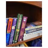 Assorted Books Collection on Wooden Shelf - Mystery, History & SciFi Assorted Books Collection on Wooden Shelf - Mystery, History & SciFi
