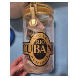 Rio Cubano Humidor Glass Jar - Cigar Humidor With Assorted Collectibles Inside Rio Cubano Humidor Glass Jar - Cigar Humidor With Assorted Collectibles Inside