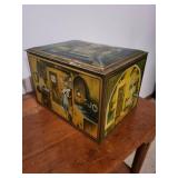 Vintage Tin Storage Box - Colorful Kitchen Scene - Brass Latch Vintage Tin Storage Box - Colorful Kitchen Scene - Brass Latch