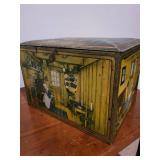 Vintage Tin Storage Box - Colorful Kitchen Scene - Brass Latch Vintage Tin Storage Box - Colorful Kitchen Scene - Brass Latch