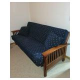 Futon Sofa 82 in L x 38 in W x 33 in H - Navy Fabric on Wood Frame Futon Sofa 82 in L x 38 in W x 33 in H - Navy Fabric on Wood Frame