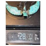 Sterling turquoise hinged eagle necklace - Flying Eagle, 4" Wide