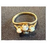 14K Gold Opal Cluster Ring - Cabochon Opals