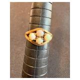 14K Gold Opal Cluster Ring - Cabochon Opals