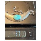 Sterling Silver Turquoise Crescent Necklace - Vintage