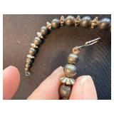 Hematite Bead Necklace - 18in with Floral Starburst Spacers