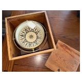 Brass Marine Compass - 6-Inch Dial in Wooden Box Brass Marine Compass - 6-Inch Dial in Wooden Box