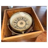 Brass Marine Compass - 6-Inch Dial in Wooden Box Brass Marine Compass - 6-Inch Dial in Wooden Box