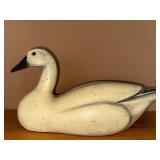 White Painted Wooden Duck Decoy - Vintage Carving for Rustic Home Decor White Painted Wooden Duck Decoy - Vintage Carving for Rustic Home Decor