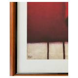 Koehler Abstract Print - Framed Red Geometric Figures with Green Apples Koehler Abstract Print - Framed Red Geometric Figures with Green Apples