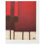 Koehler Abstract Print - Framed Red Geometric Figures with Green Apples Koehler Abstract Print - Framed Red Geometric Figures with Green Apples