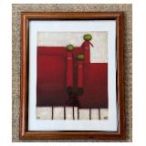 Koehler Abstract Print - Framed Red Geometric Figures with Green Apples Koehler Abstract Print - Framed Red Geometric Figures with Green Apples