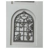 Metal Wall Art - 2-Panel Dual Arch Window Motif With Cat & Plant Scenes Metal Wall Art - 2-Panel Dual Arch Window Motif With Cat & Plant Scenes