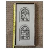 Metal Wall Art - 2-Panel Dual Arch Window Motif With Cat & Plant Scenes Metal Wall Art - 2-Panel Dual Arch Window Motif With Cat & Plant Scenes