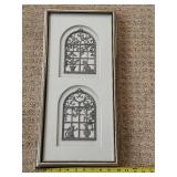 Metal Wall Art - 2-Panel Dual Arch Window Motif With Cat & Plant Scenes Metal Wall Art - 2-Panel Dual Arch Window Motif With Cat & Plant Scenes