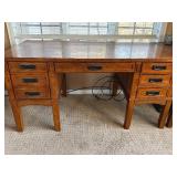 Oak Office Desk with 9 Drawers, 60in Wide, Traditional Wood Desk Oak Office Desk with 9 Drawers, 60in Wide, Traditional Wood Desk