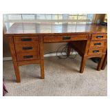 Oak Office Desk with 9 Drawers, 60in Wide, Traditional Wood Desk Oak Office Desk with 9 Drawers, 60in Wide, Traditional Wood Desk