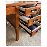 Oak Office Desk with 9 Drawers, 60in Wide, Traditional Wood Desk Oak Office Desk with 9 Drawers, 60in Wide, Traditional Wood Desk