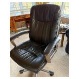 Black Leather Executive Office Chair - High Back, 5-Star Base, Adjustable Black Leather Executive Office Chair - High Back, 5-Star Base, Adjustable