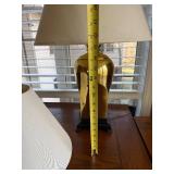 Table Lamp - Gold Tone Glass Body with Cream Fabric Shade Table Lamp - Gold Tone Glass Body with Cream Fabric Shade