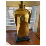 Table Lamp - Gold Tone Glass Body with Cream Fabric Shade Table Lamp - Gold Tone Glass Body with Cream Fabric Shade