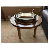 Porthole Window Memorial - An Atlantic Memory on Brass Ring with Wooden Table Base Porthole Window Memorial - An Atlantic Memory on Brass Ring with Wooden Table Base