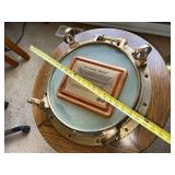 Porthole Window Memorial - An Atlantic Memory on Brass Ring with Wooden Table Base Porthole Window Memorial - An Atlantic Memory on Brass Ring with Wooden Table Base