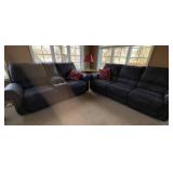 Two-Piece Living Room Set Featuring Loveseat with Center Console and Matching Three-Seat Sofa in Leather Two-Piece Living Room Set Featuring Loveseat with Center Console and Matching Three-Seat Sofa in Leather