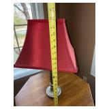 Table Lamp - Silver-Tone Pedestal Base, Red Fabric Shade Table Lamp - Silver-Tone Pedestal Base, Red Fabric Shade