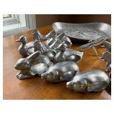 Vintage Pewter Napkin Rings in Animal, Dragonfly & Bee Shapes with Decorative Tray Vintage Pewter Napkin Rings in Animal, Dragonfly & Bee Shapes with Decorative Tray