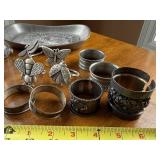 Vintage Pewter Napkin Rings in Animal, Dragonfly & Bee Shapes with Decorative Tray Vintage Pewter Napkin Rings in Animal, Dragonfly & Bee Shapes with Decorative Tray
