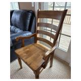 Wooden Ladder-Back Armchair with Curved Armrests Wooden Ladder-Back Armchair with Curved Armrests