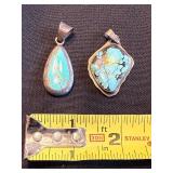 Turquoise Sterling Silver Pendants (Lot of 2)