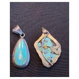 Turquoise Sterling Silver Pendants (Lot of 2)