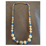 Hematite & Lapis Blue Bead Necklace - 18 in