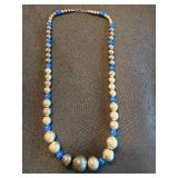 Hematite & Lapis Blue Bead Necklace - 18 in