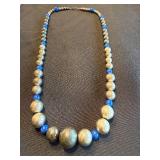 Hematite & Lapis Blue Bead Necklace - 18 in