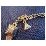 Vintage Geometric Block Necklace - Gold-Tone Snake Chain, 5 Front Blocks