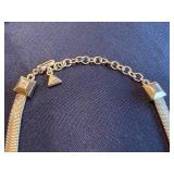 Vintage Geometric Block Necklace - Gold-Tone Snake Chain, 5 Front Blocks