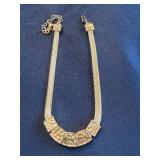 Vintage Geometric Block Necklace - Gold-Tone Snake Chain, 5 Front Blocks