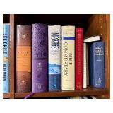 Bible & Theology Book Collection - Assorted Religious Texts on Wood Shelf Bible & Theology Book Collection - Assorted Religious Texts on Wood Shelf