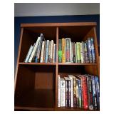 Books - Assorted Paperback & Hardcover Collection on Wood Shelf Books - Assorted Paperback & Hardcover Collection on Wood Shelf
